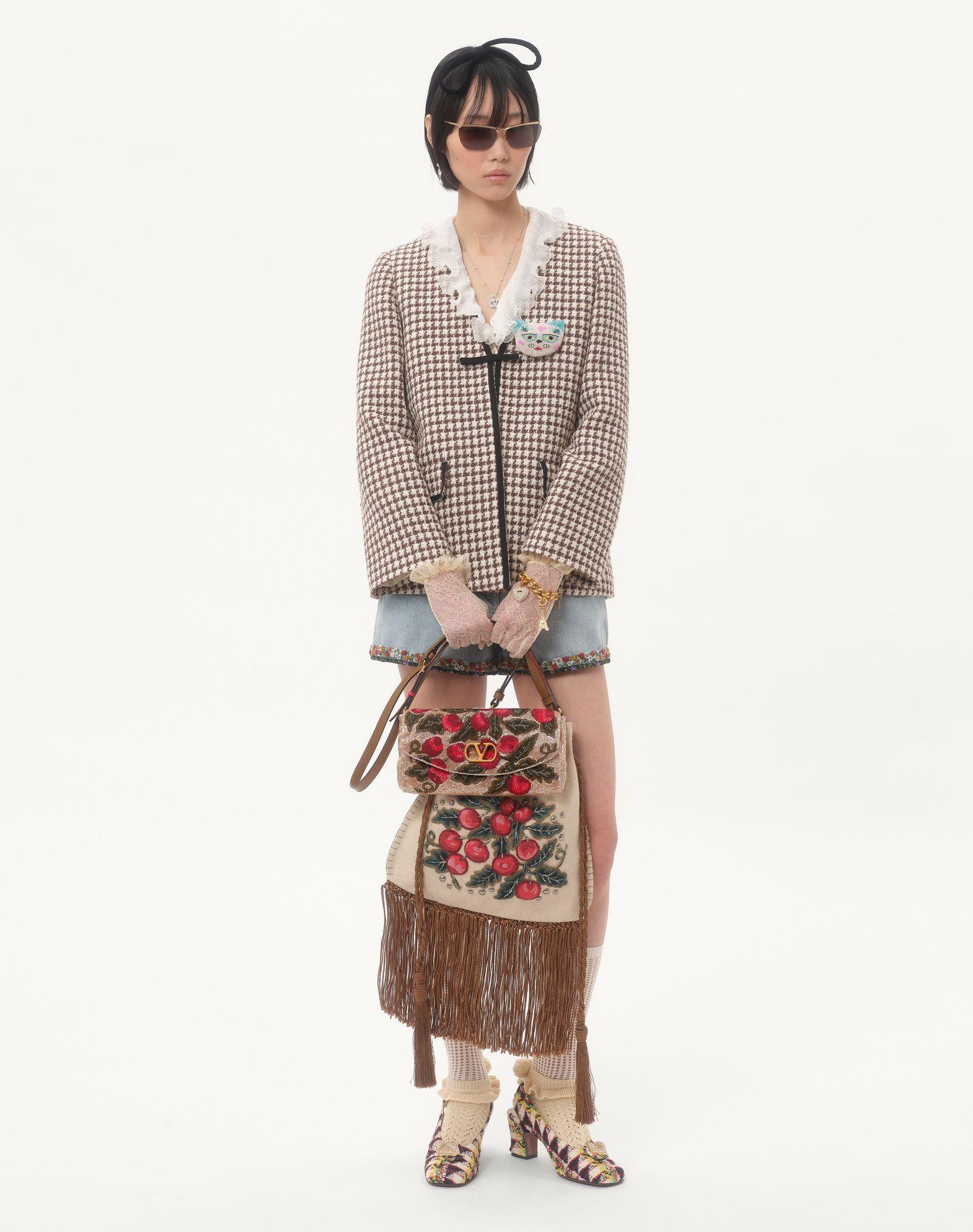 VALENTINO GARAVANI VAIN SOFT EMBROIDERED SMALL SHOULDER BAG Product Image