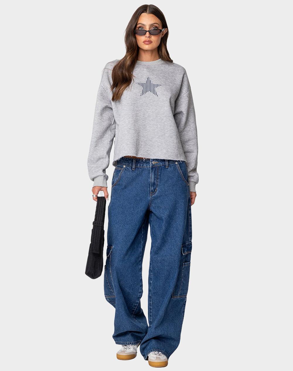 EDIKTED Gingham Star Sweatshirt Product Image