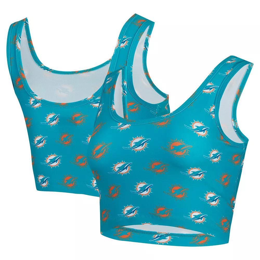 Women's Concepts Sport Aqua Miami Dolphins Record Allover Print Bralette, Size: Large, Turquoise A Product Image