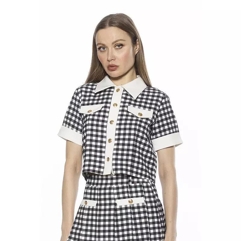 Women's ALEXIA ADMOR Emery Short Sleeve Collared Button Down Top, Size: 10, Ivory Product Image