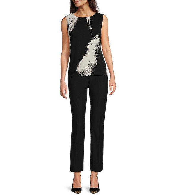 Donna Karan Crew Neck Sleeveless Layering Cami Top Product Image