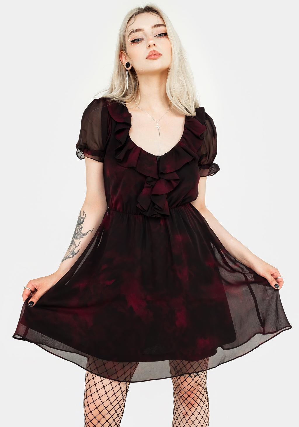 Vesta Chiffon Ruffle Mini Dress Product Image