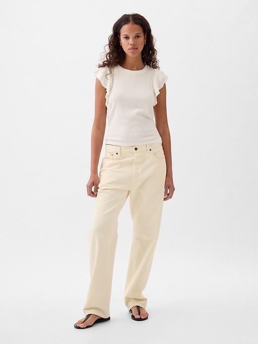 Essential Rib Flutter-Sleeve Shirt Product Image