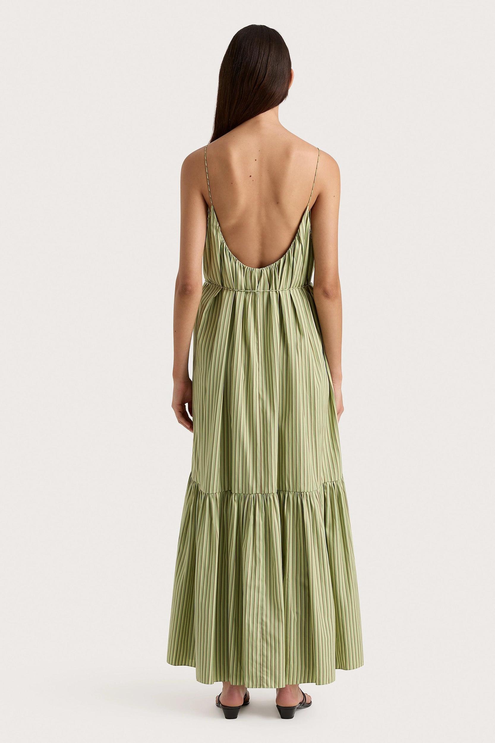 Elodie Maxi Dress Green Stripe - Final Sale Product Image