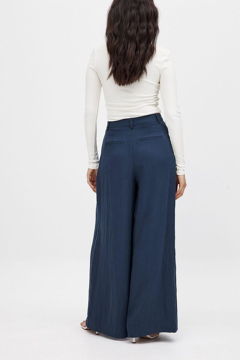 Lyocell Loose Mid Waist Suit Pants Product Image
