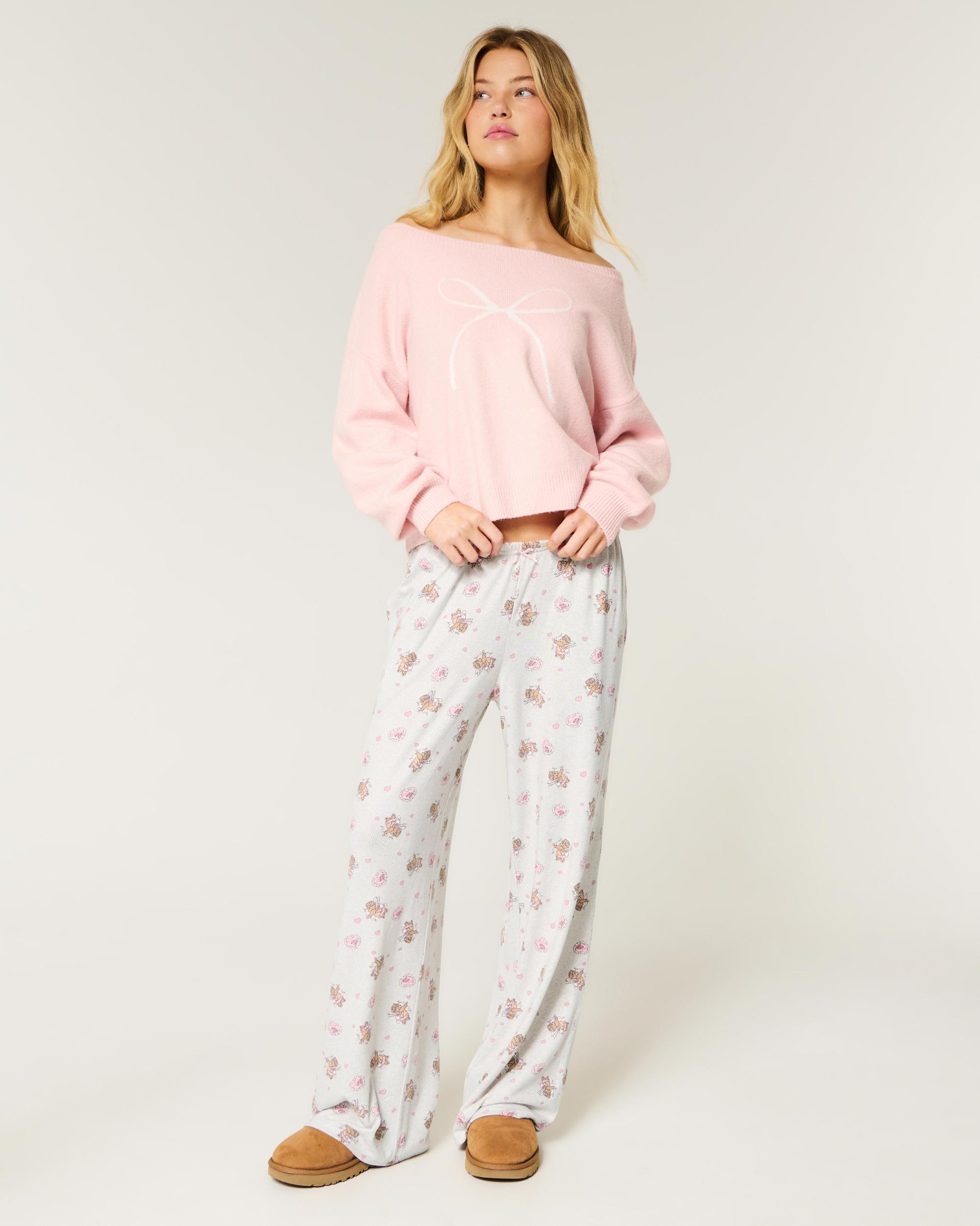 Bear Graphic Pajama Pants Product Image