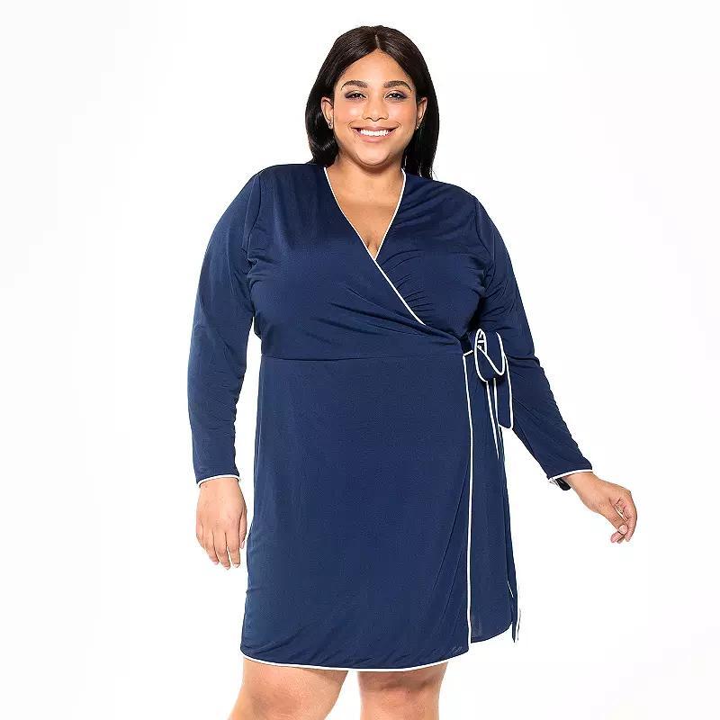 Plus Size ALEXIA ADMOR Amelia Wrap Dress, Women's, Size: 3XL, Blue Product Image