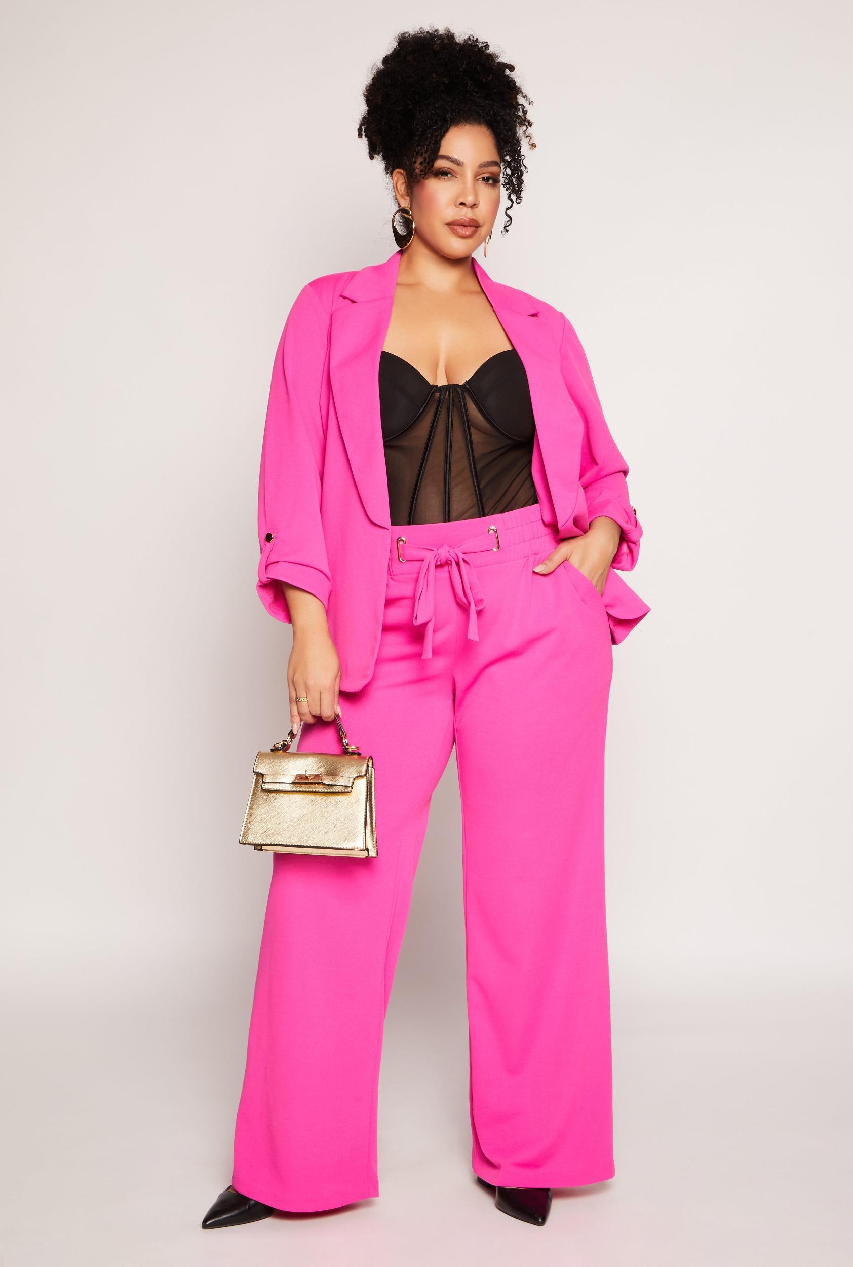 Womens Plus Size Crepe Knit Wide Leg Pants Product Image