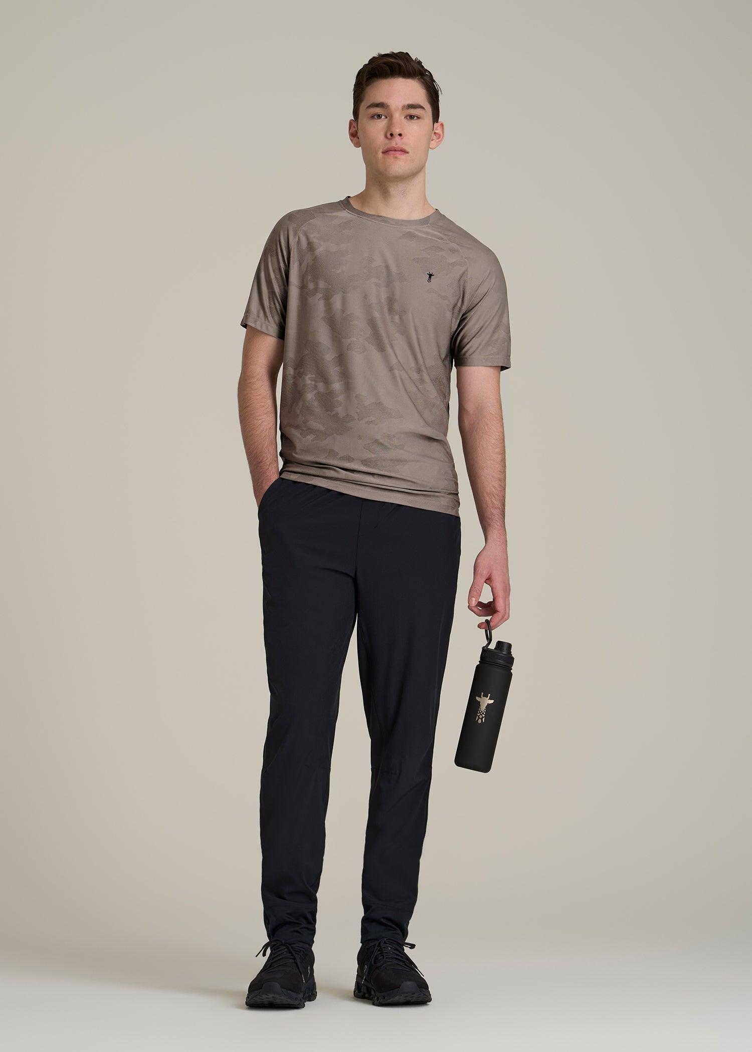 Jacquard Training T-Shirt for Tall Men in Portobello Product Image