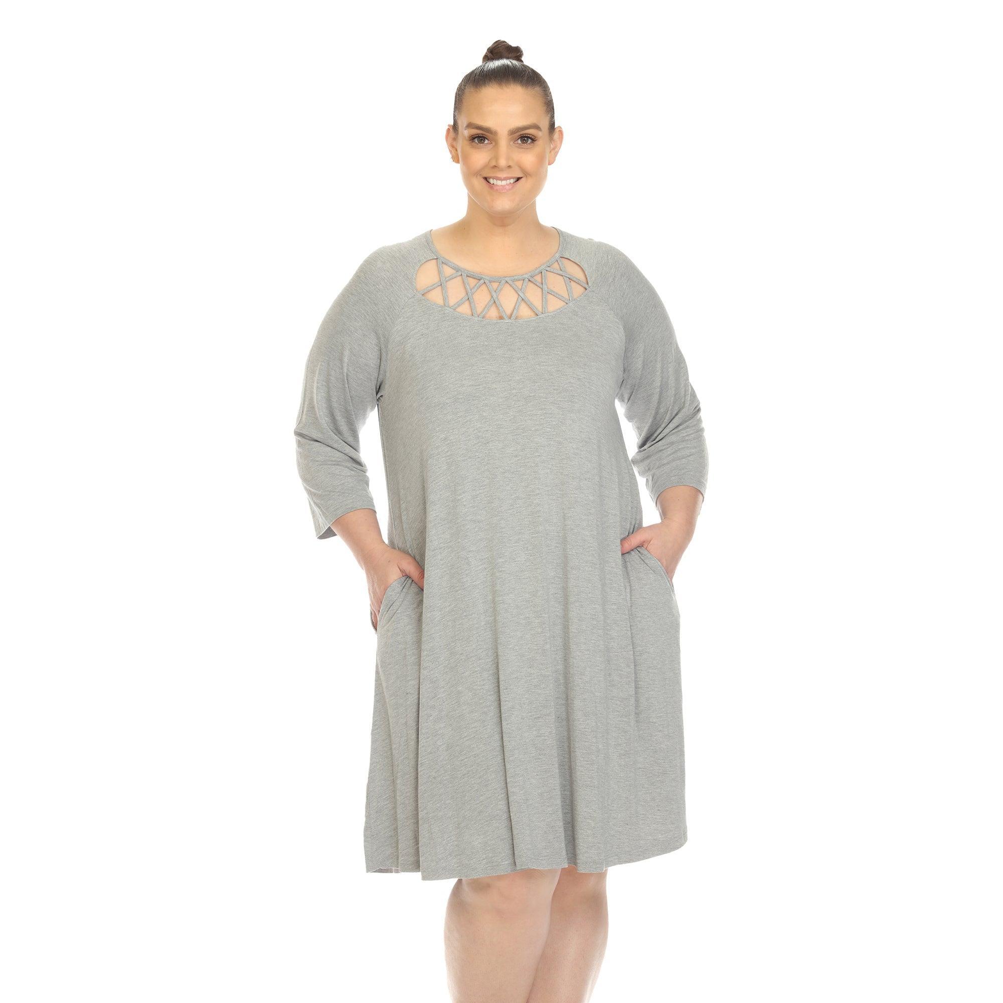 Criss Cross Neckline Swing Midi Dress - Plus Product Image