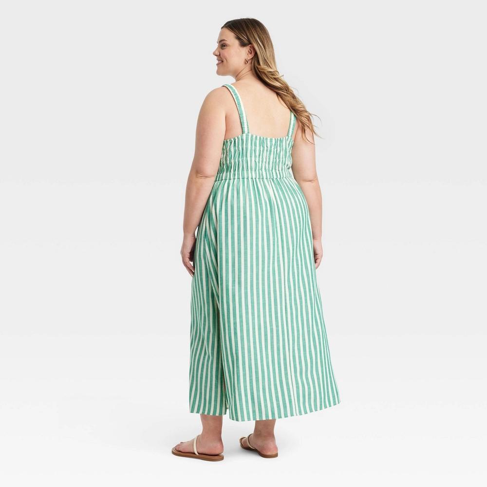 Women's Maxi A-Line Dress - Universal Thread™ Green Striped XXL Product Image
