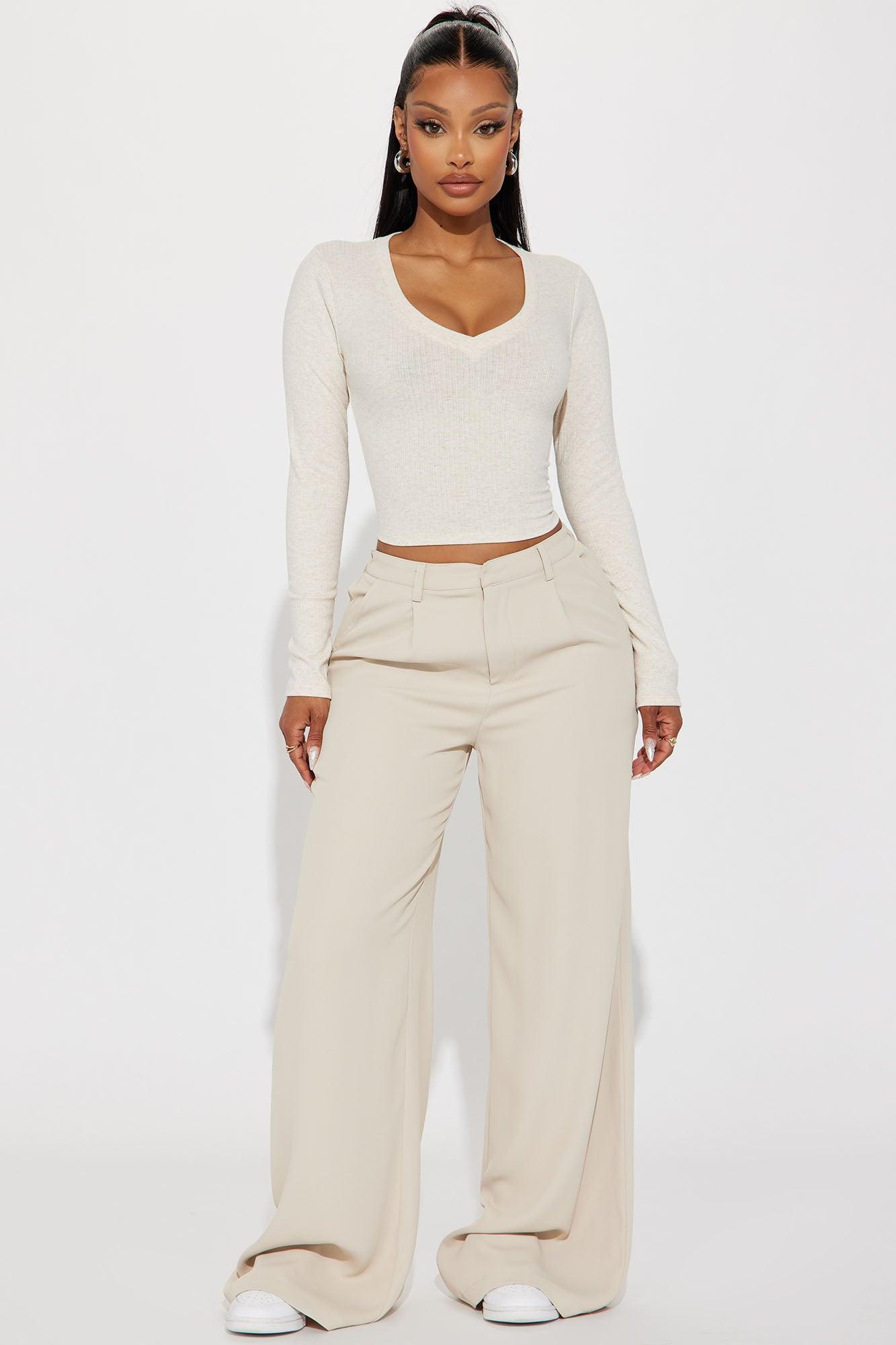 Jenni Ribbed Crop Top - Oatmeal Product Image