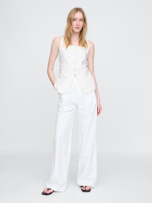 Linen-Blend Square-Neck Longline Vest Product Image