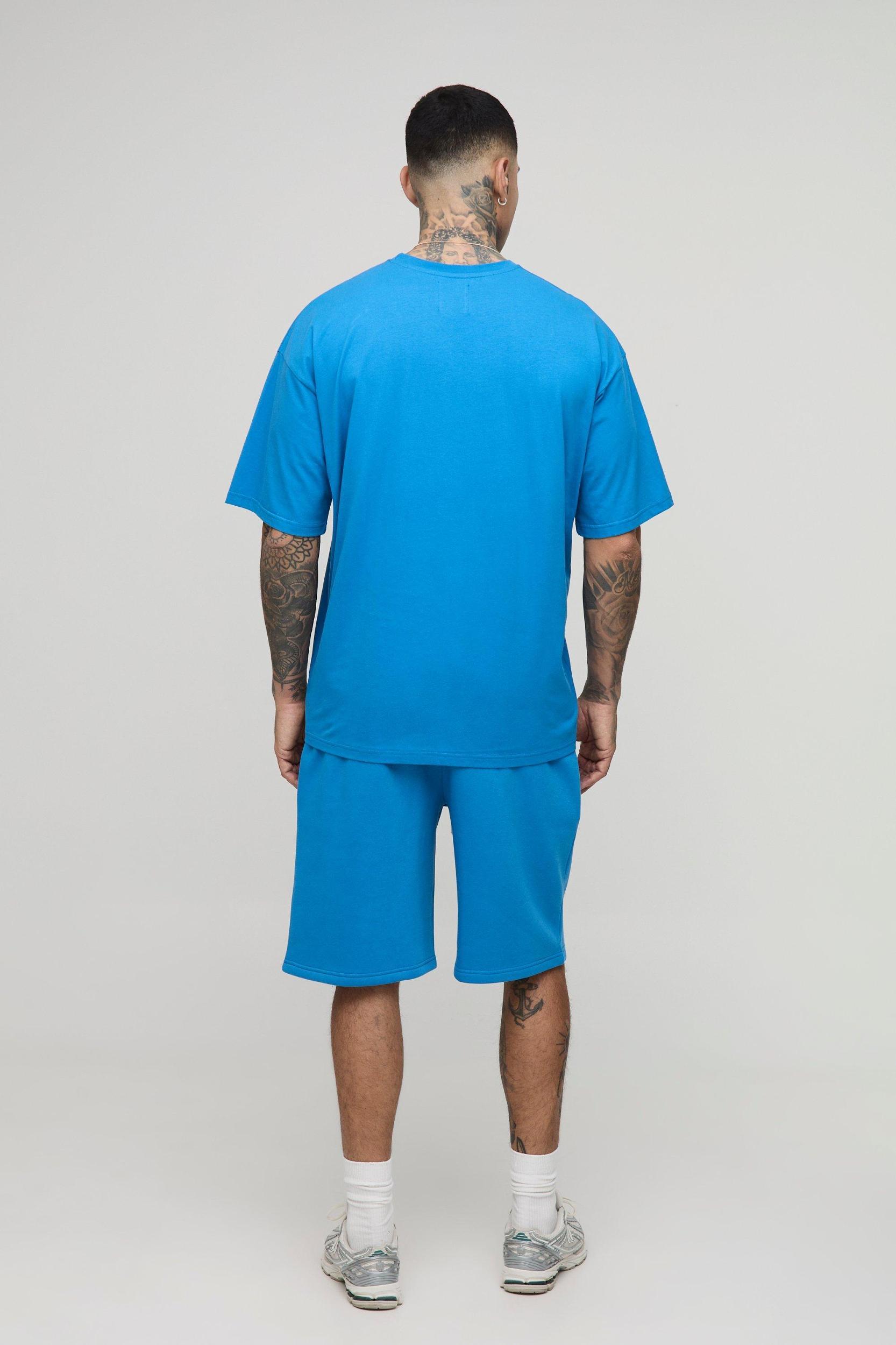 Tall Oversized Pour Homme Print T-Shirt & Short Set | boohooMAN USA Product Image