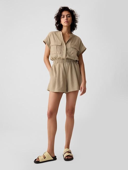 Linen-Blend Utility Romper Product Image