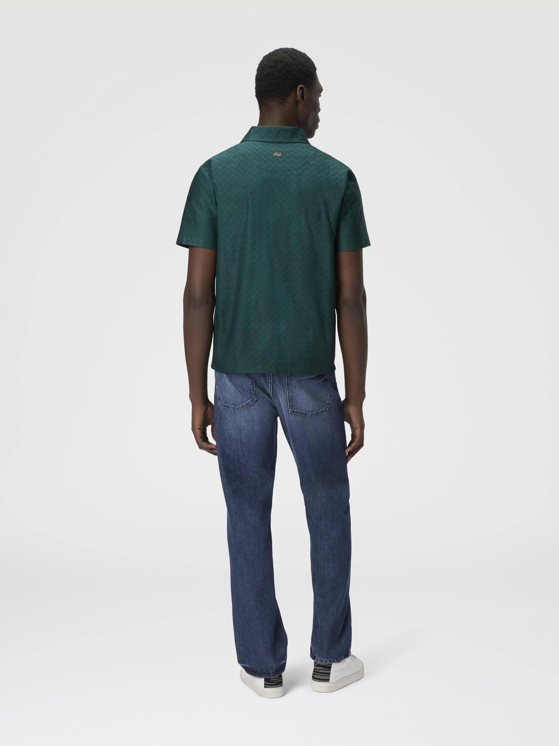 Tonal zigzag cotton jersey polo shirt Product Image