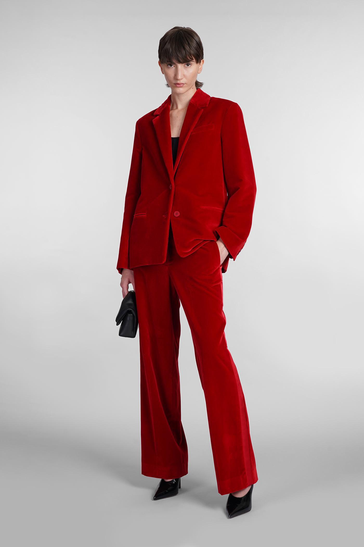 JW ANDERSON Velvet Tuxedo Trousers In Red Product Image