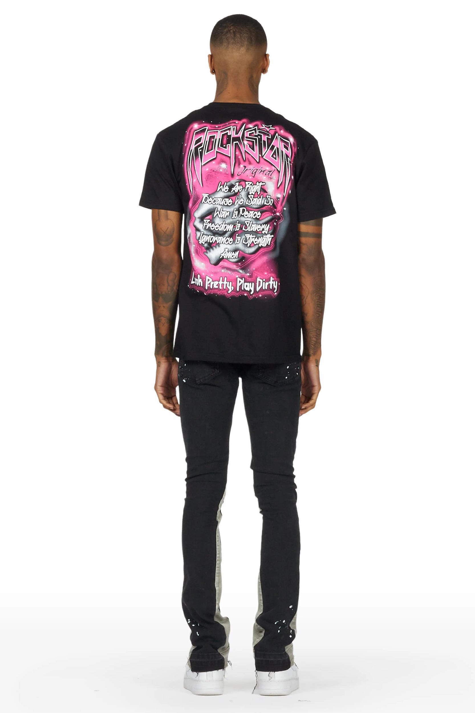 Quetzel Vintage Black Stacked Flare Jean Male Product Image