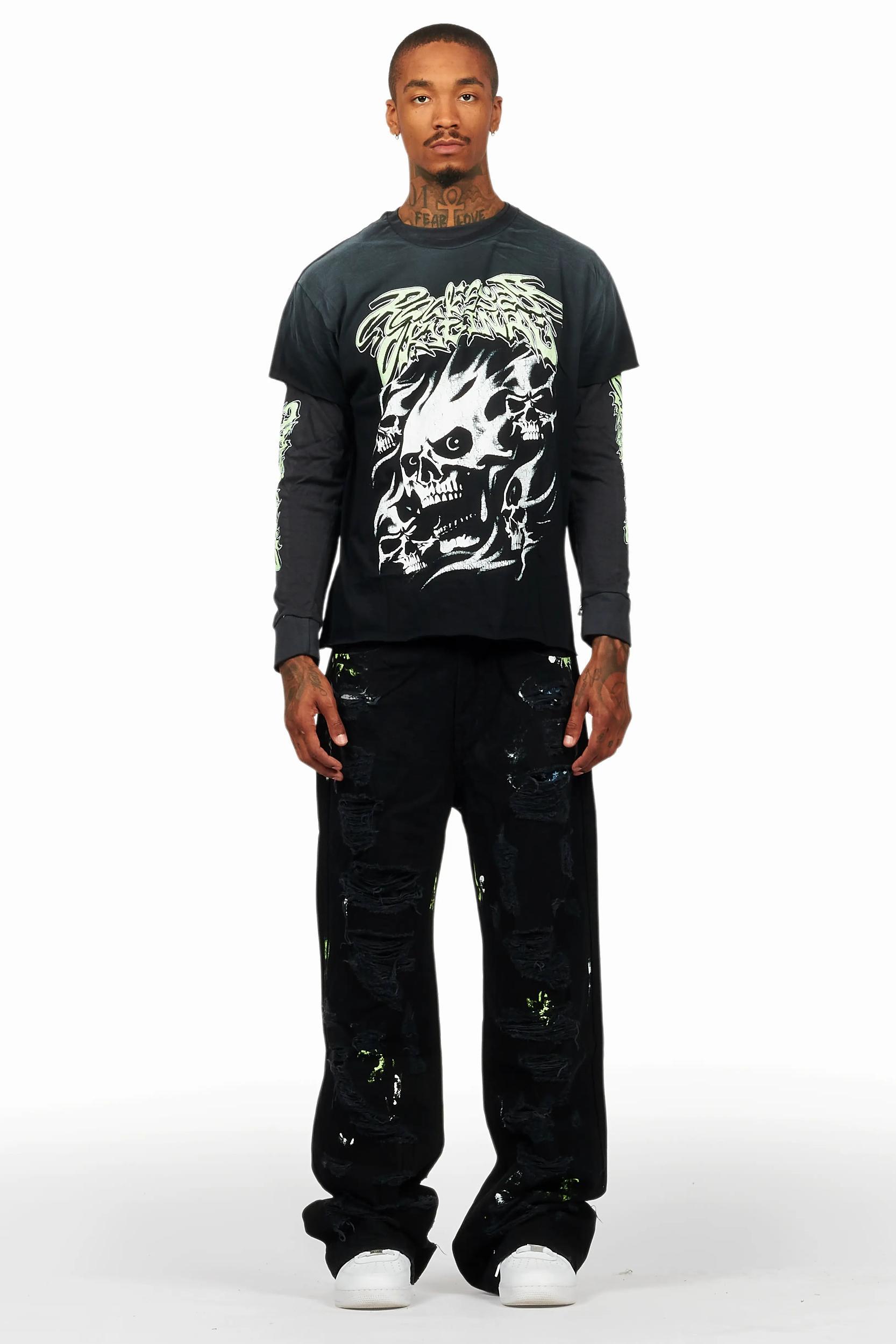 Schtupp Black Double Layer T-Shirt/Baggy Fit Jean Bundle Male Product Image
