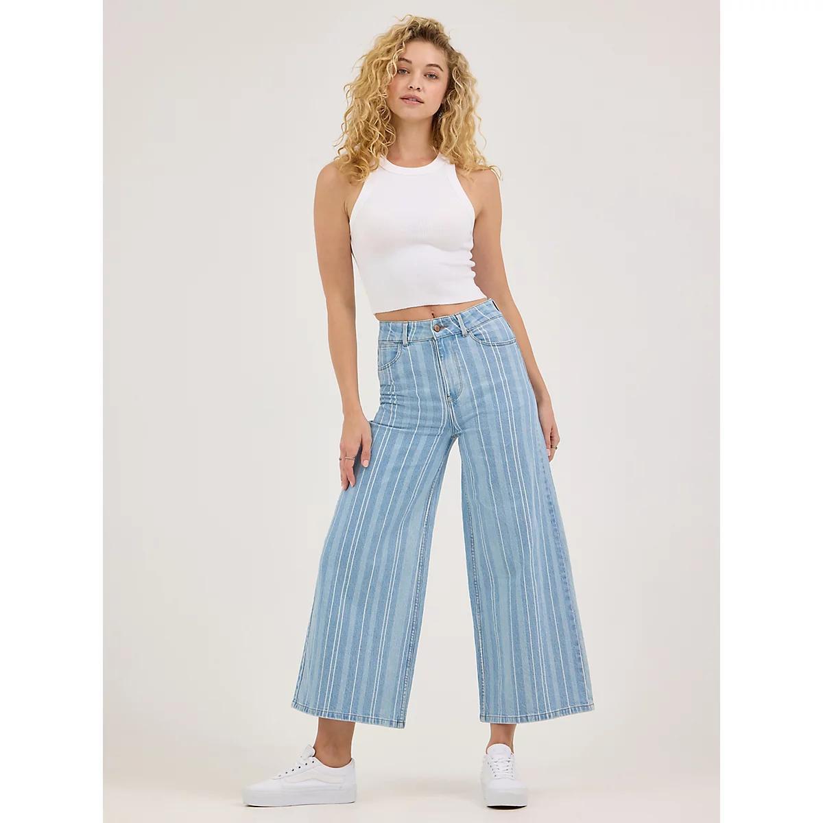 Women's A-Line Denim Crop in Penny Product Image