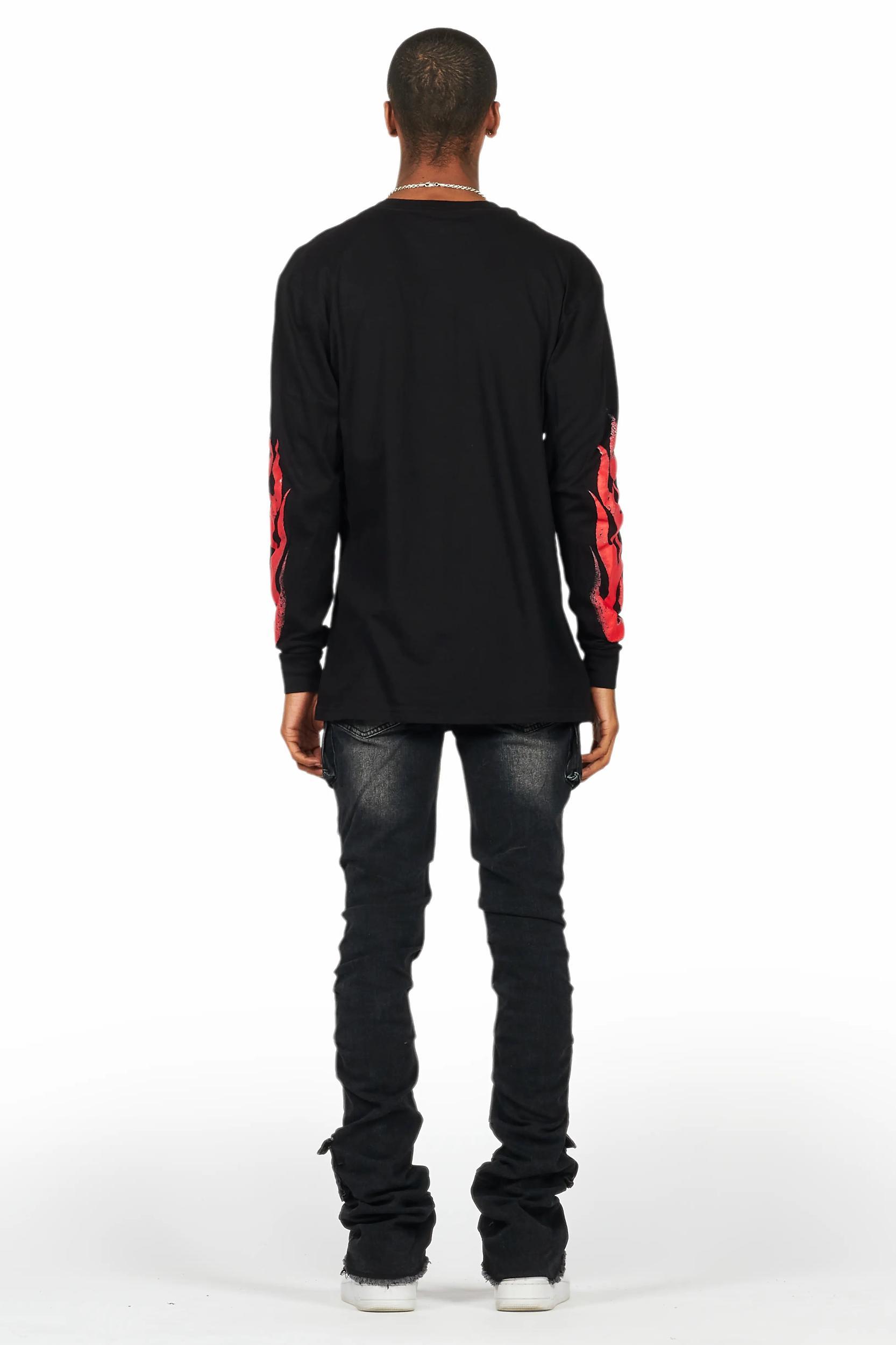 Banyan Black/Red Long Sleeve Graphic T-Shirt Male Product Image