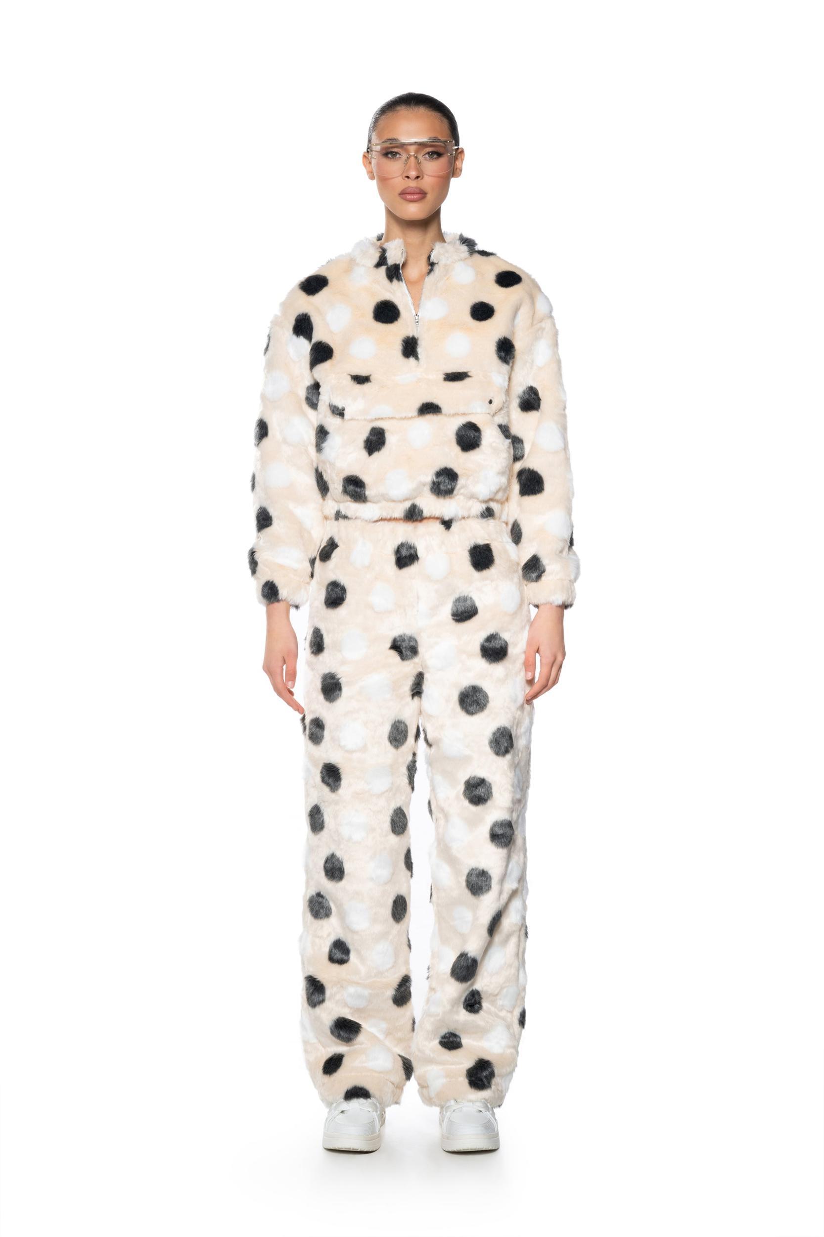 DOTTY FAUX FUR OVERSIZED PULLOVER Product Image