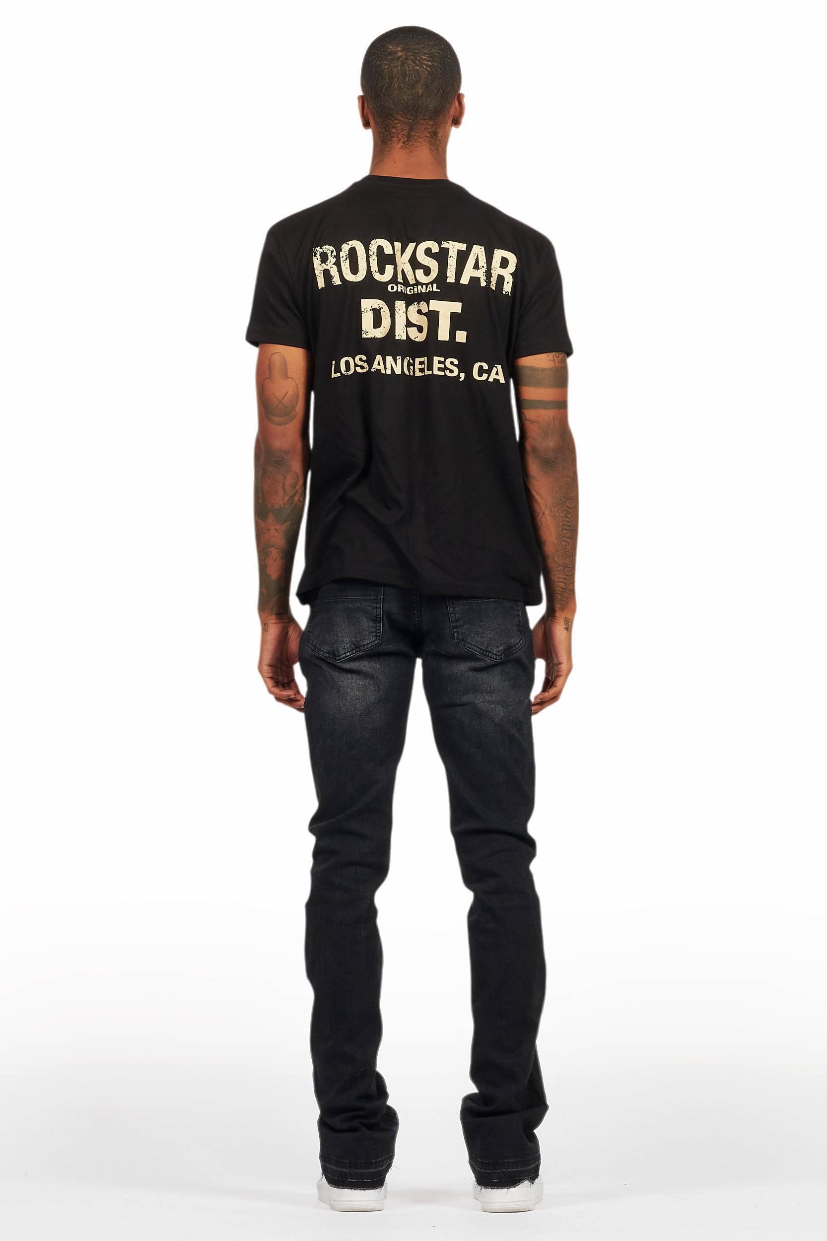Lake Black/Beige T-Shirt/Dag Stacked Flare Jean Set Male Product Image