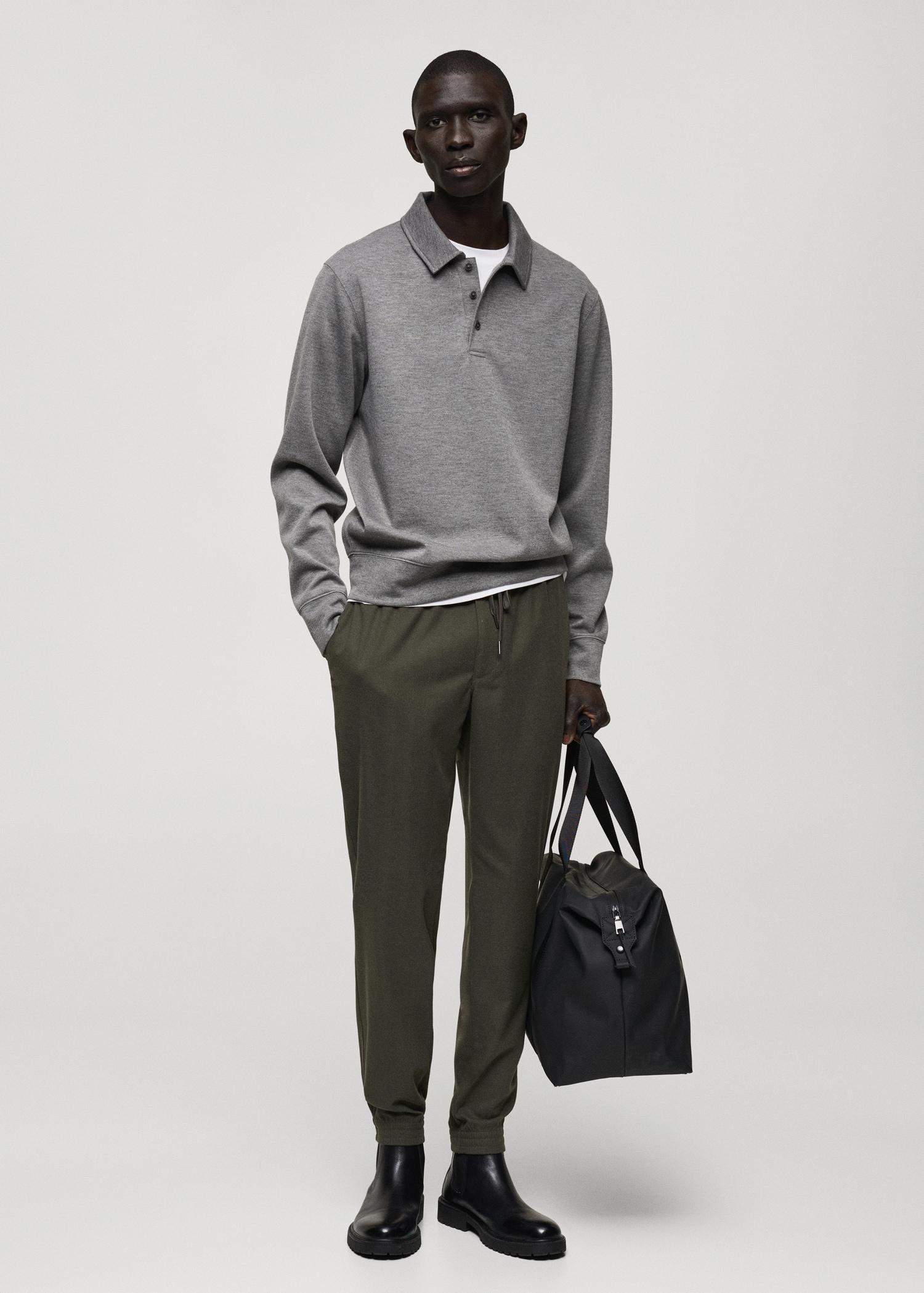 Cotton pants with adjustable drawstring - Men | MANGO USA Product Image