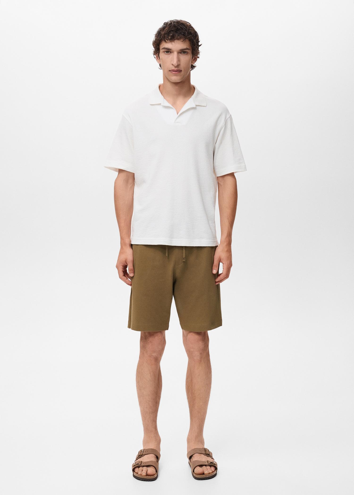 100% cotton bermuda shorts with drawstring - Men | MANGO USA Product Image