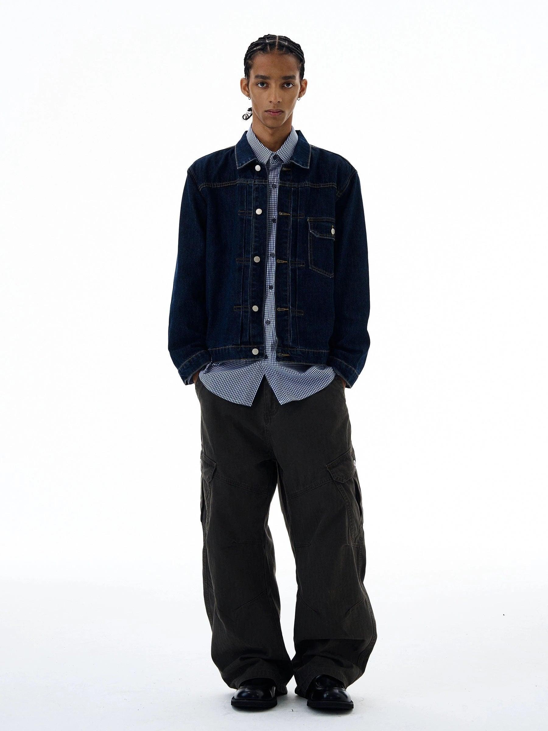 RT No. 19534 NAVY BLUE STITCHED DENIM JK Product Image