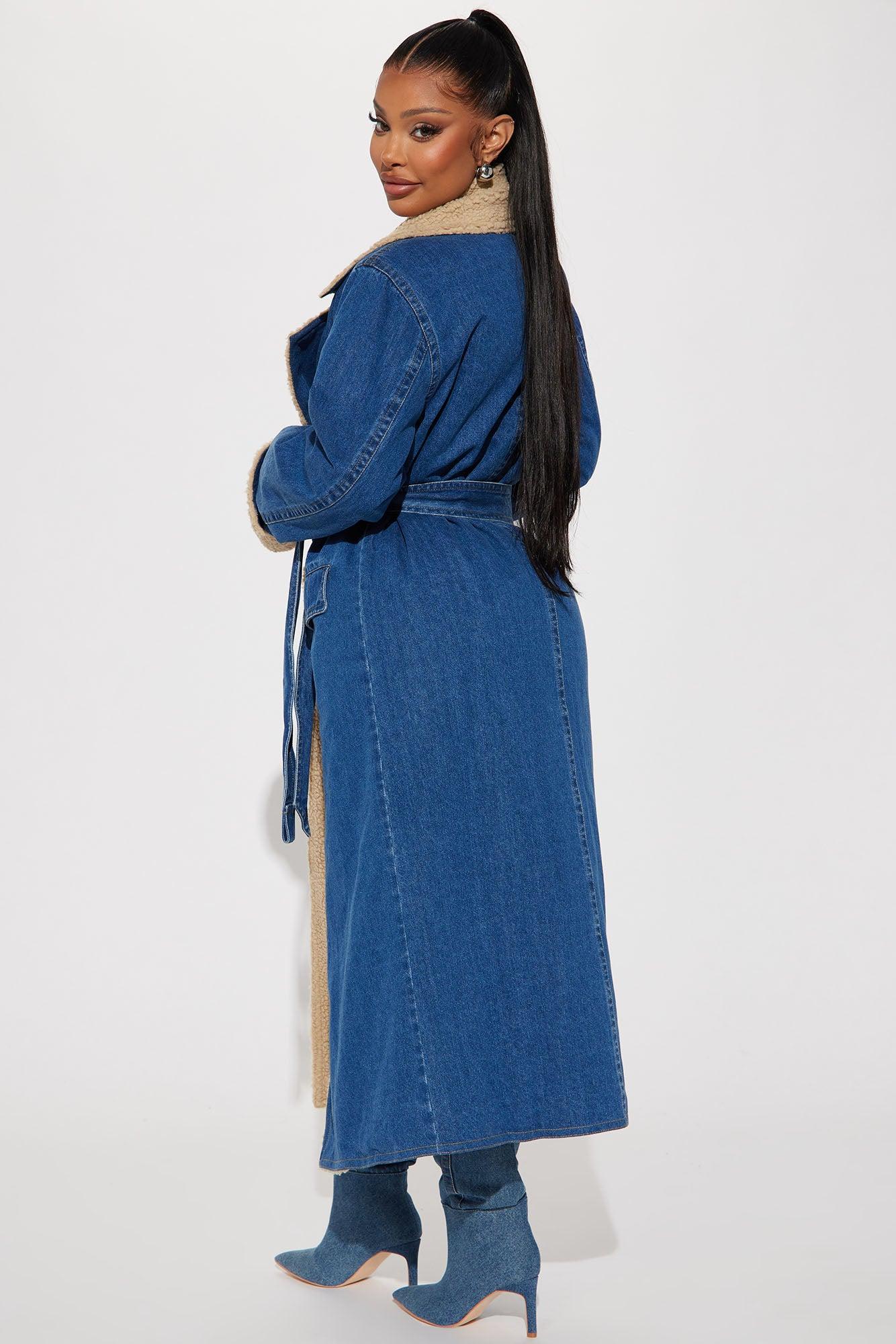 Street Style Denim Coat - Medium Wash Female Product Image
