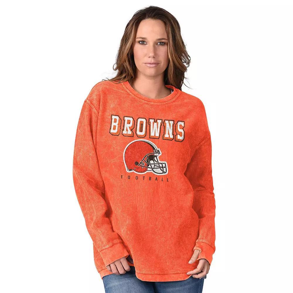 Women's G-III 4Her by Carl Banks Orange Cleveland Browns Comfy Cord Pullover Sweatshirt, Size: Small Product Image