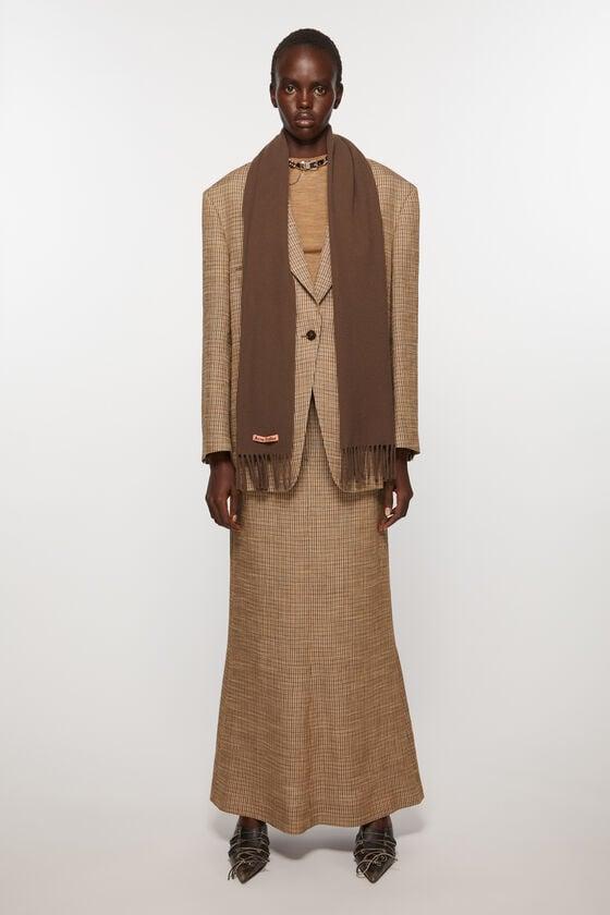 Fringe wool scarf - skinny Product Image