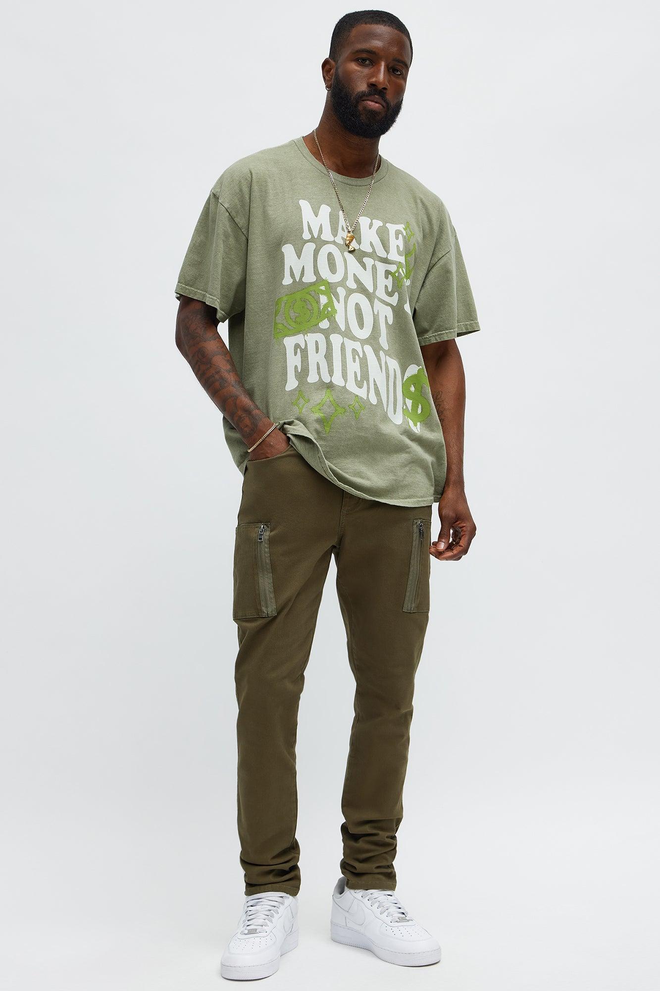 Make Money Not Friends Oversized Short Sleeve Tee - Olive Product Image