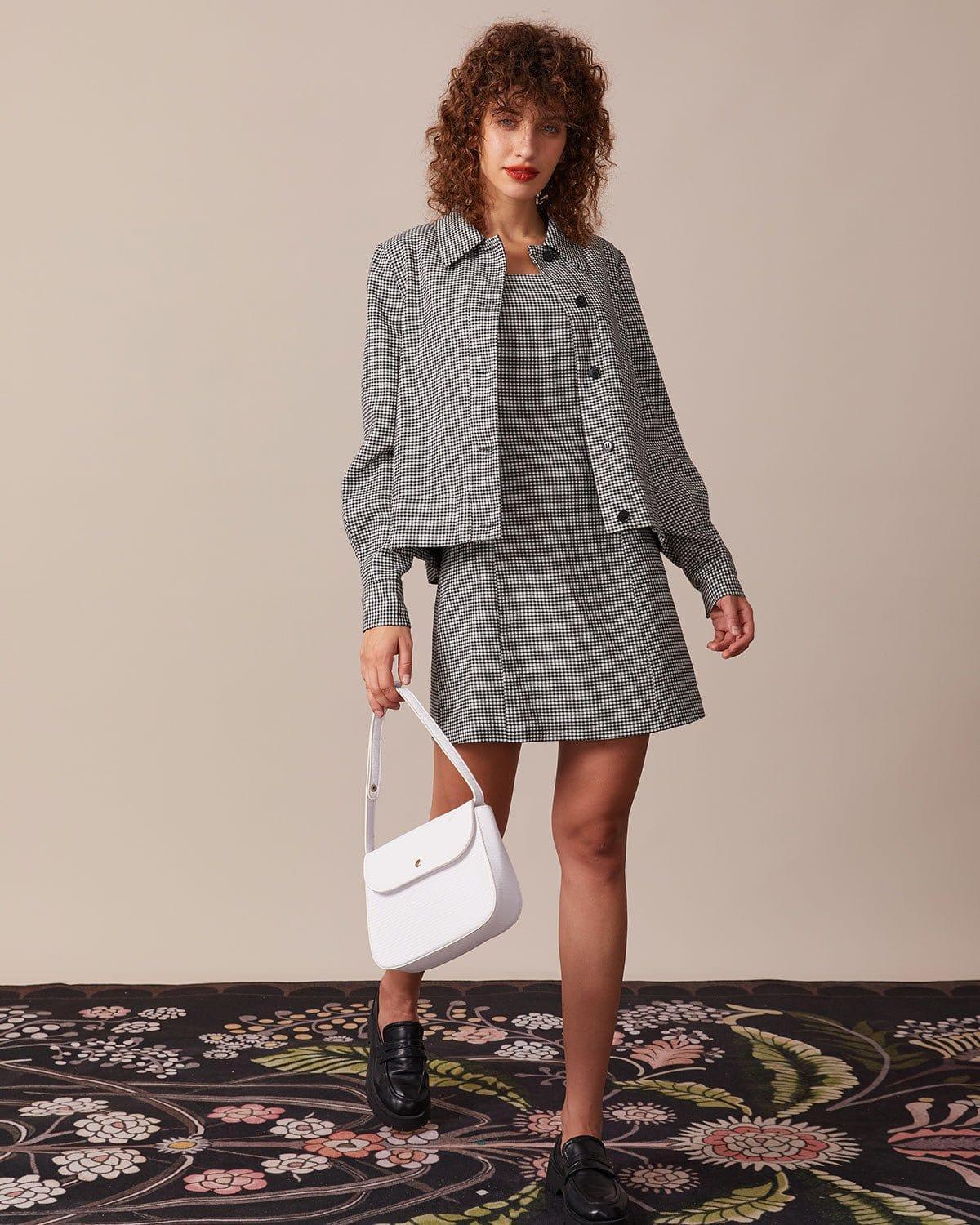 The Black Lapel Houndstooth Button Jacket Product Image