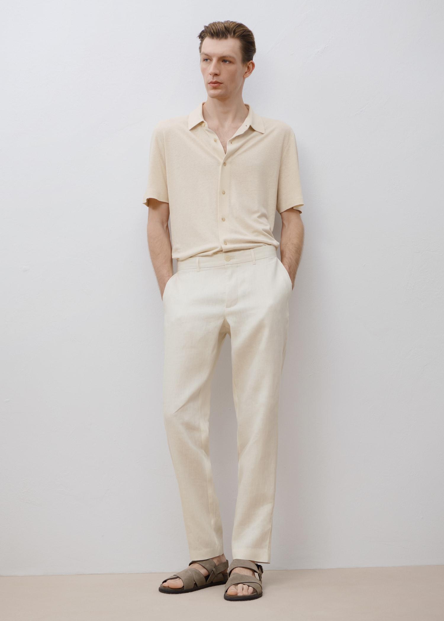 Slim-fit 100% linen pants - Men | MANGO USA Product Image