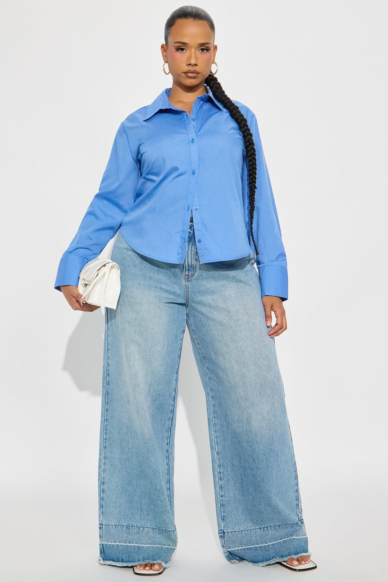 Lily Poplin Shirt - Blue Product Image