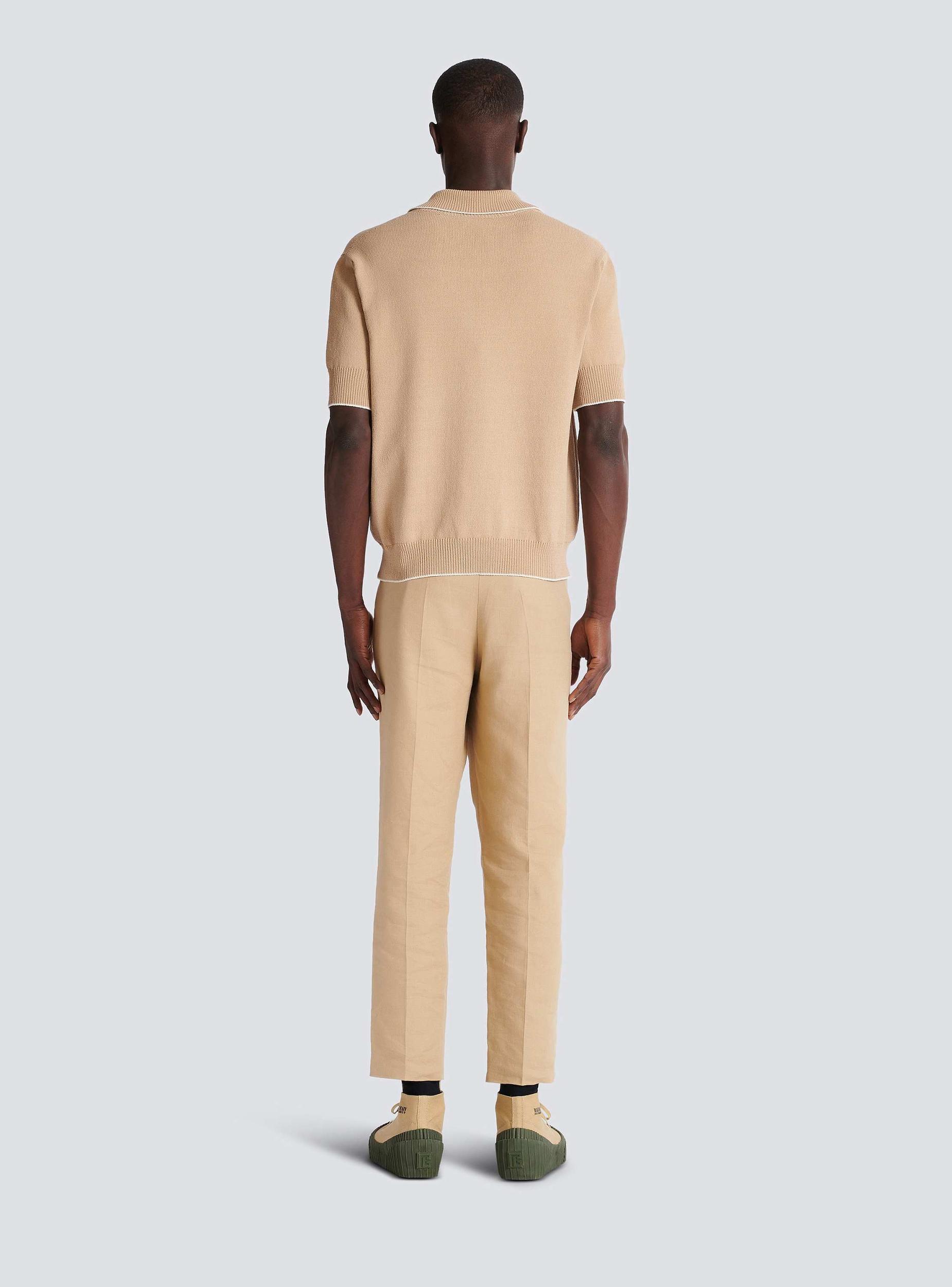 Balmain Écusson embroidered knit polo shirt Product Image