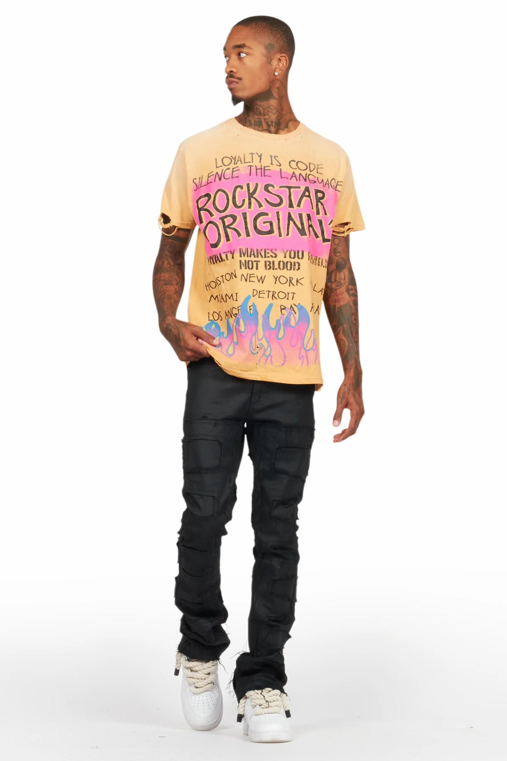 Shake Black Coated Stacked Flare Jean Male Product Image