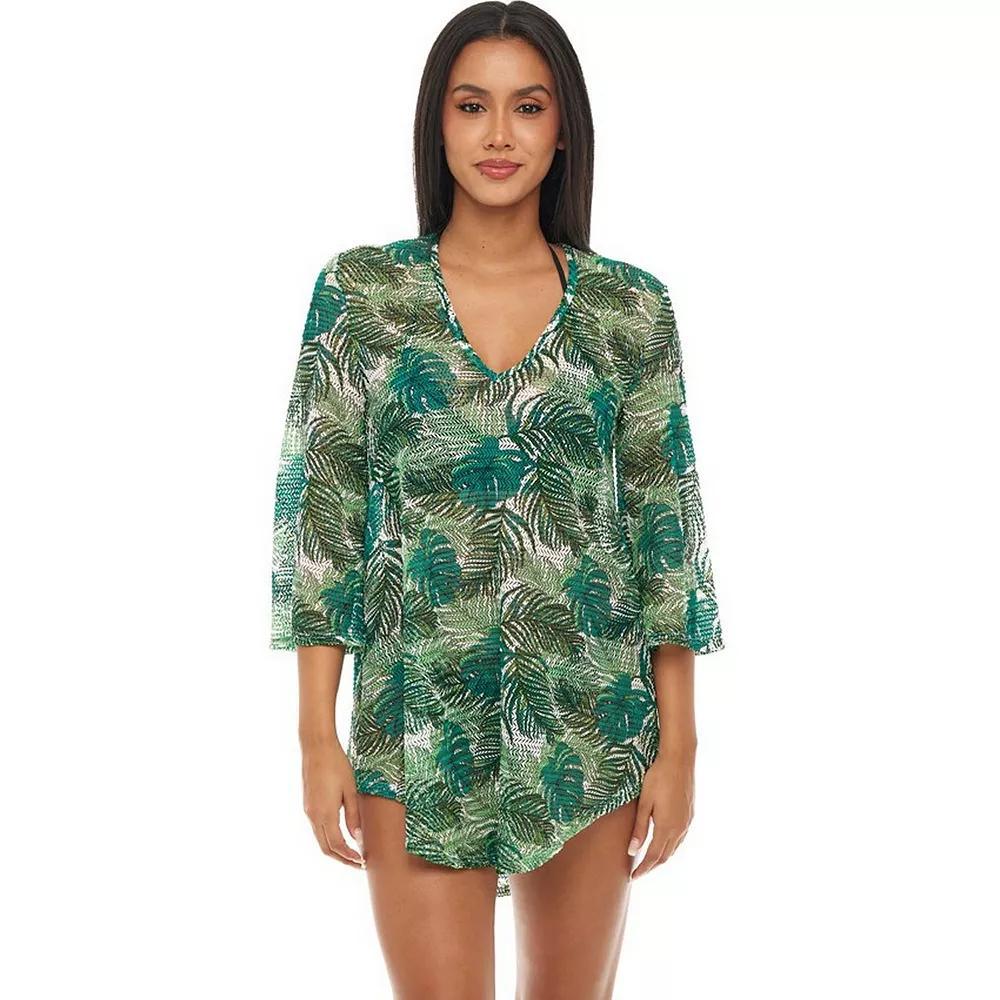 Women's Jordan Taylor Flowy Print Coverup Swimdress, Size: Large, Beige Black Product Image