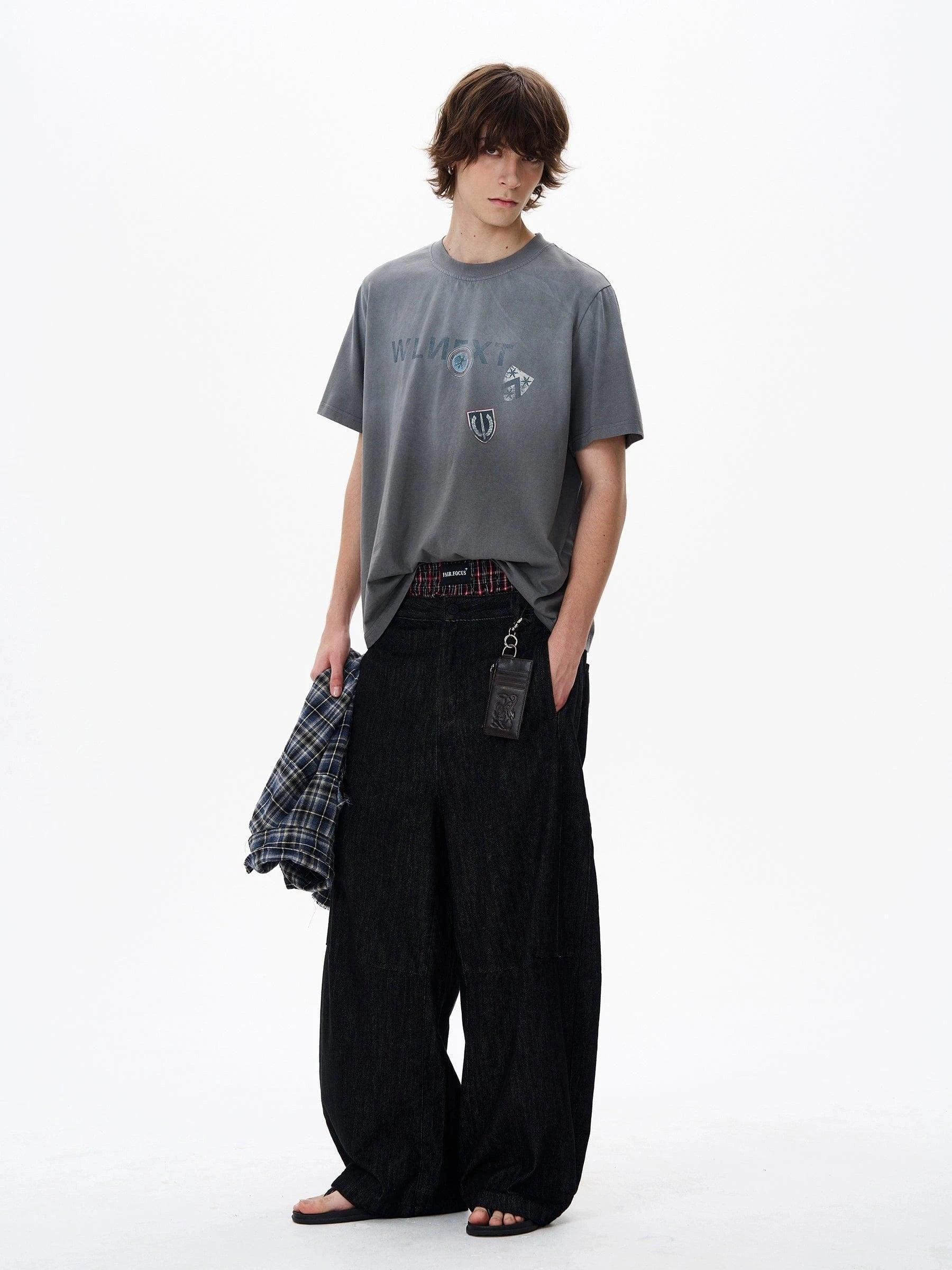 RT No. 18194 BLACK MACHETE STRAIGHT DENIM JEANS Product Image