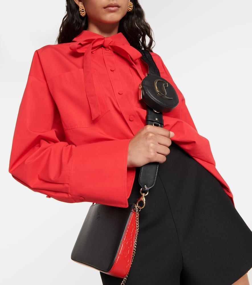 CHRISTIAN LOUBOUTIN Loubila Leather Clutch In Black/loubi/black Product Image