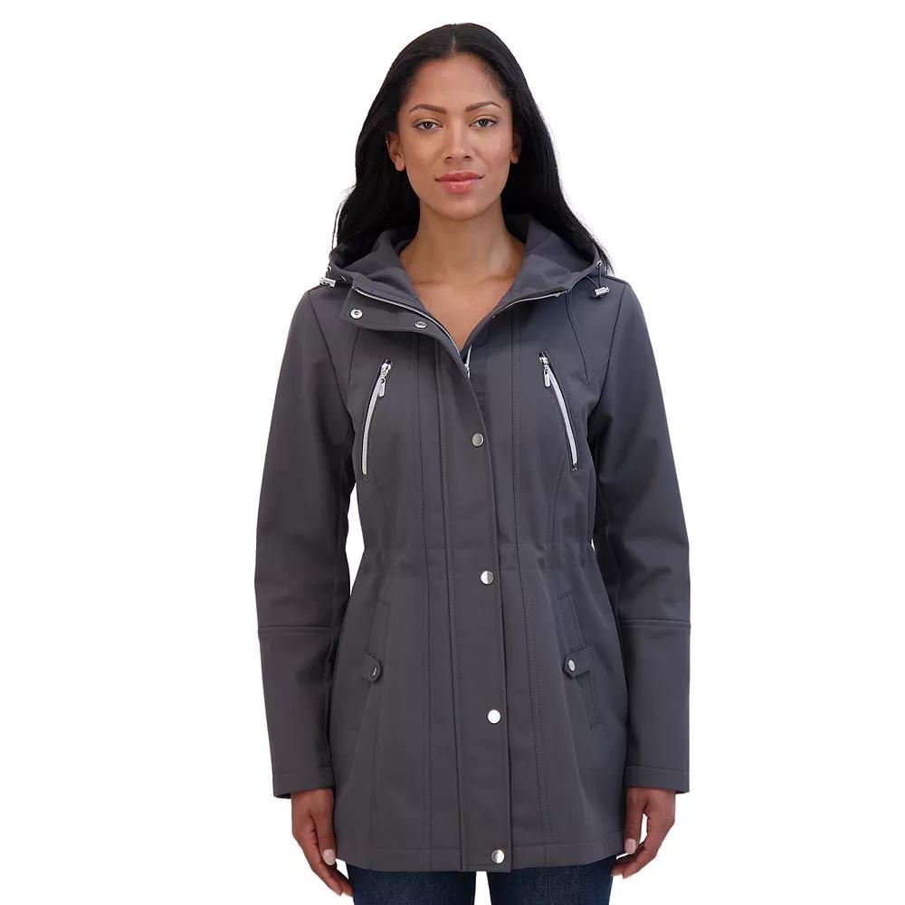 Women's Sebby Collection Hood Water-Resistant Anorak Jacket, Size: Medium, Black Product Image