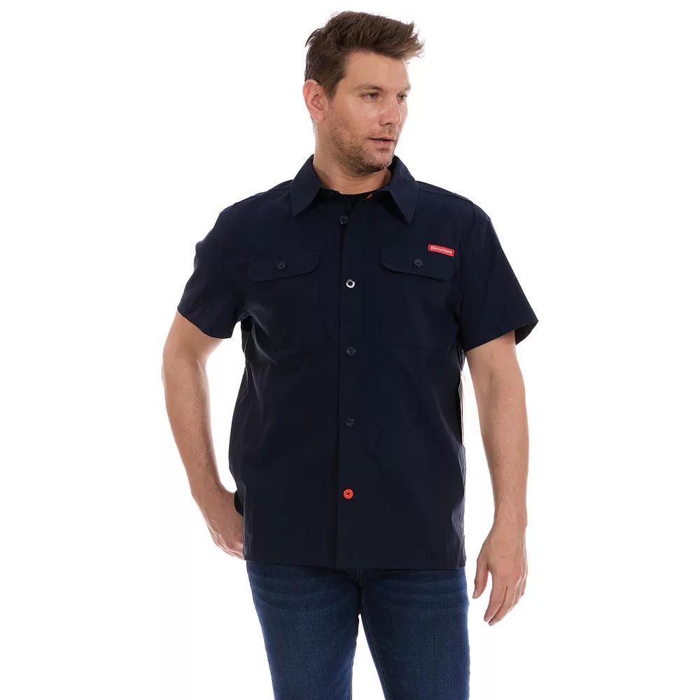 Men's Firestone Short Sleeve Mechanic Workshirt, Size: Large, Blue Product Image