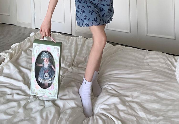 Short-Sleeve V-Neck Floral Print Mini Bodycon Dress Product Image