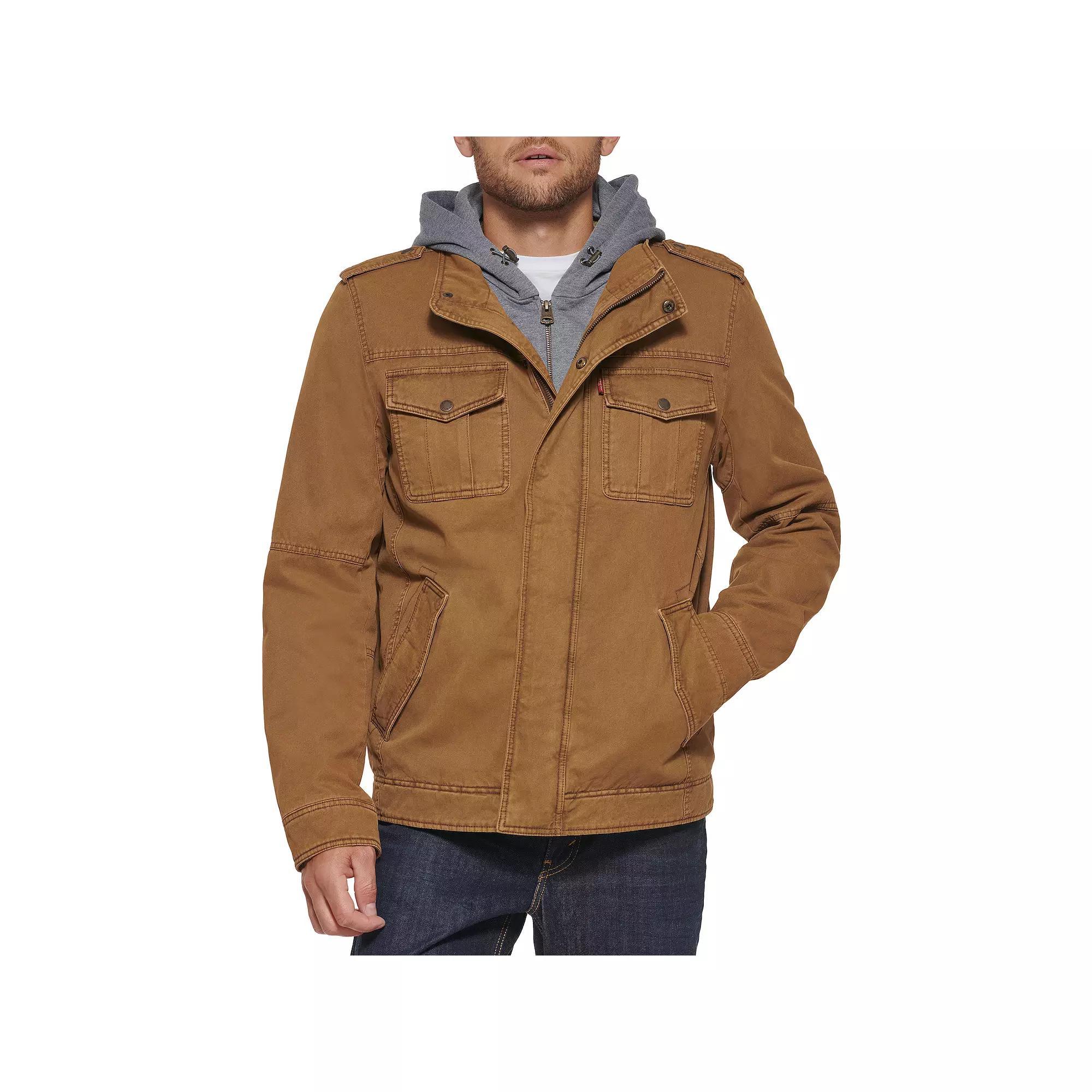 Men's Levi's® Hooded Sherpa Lined Trucker Jacket, Size: Small, Green Product Image