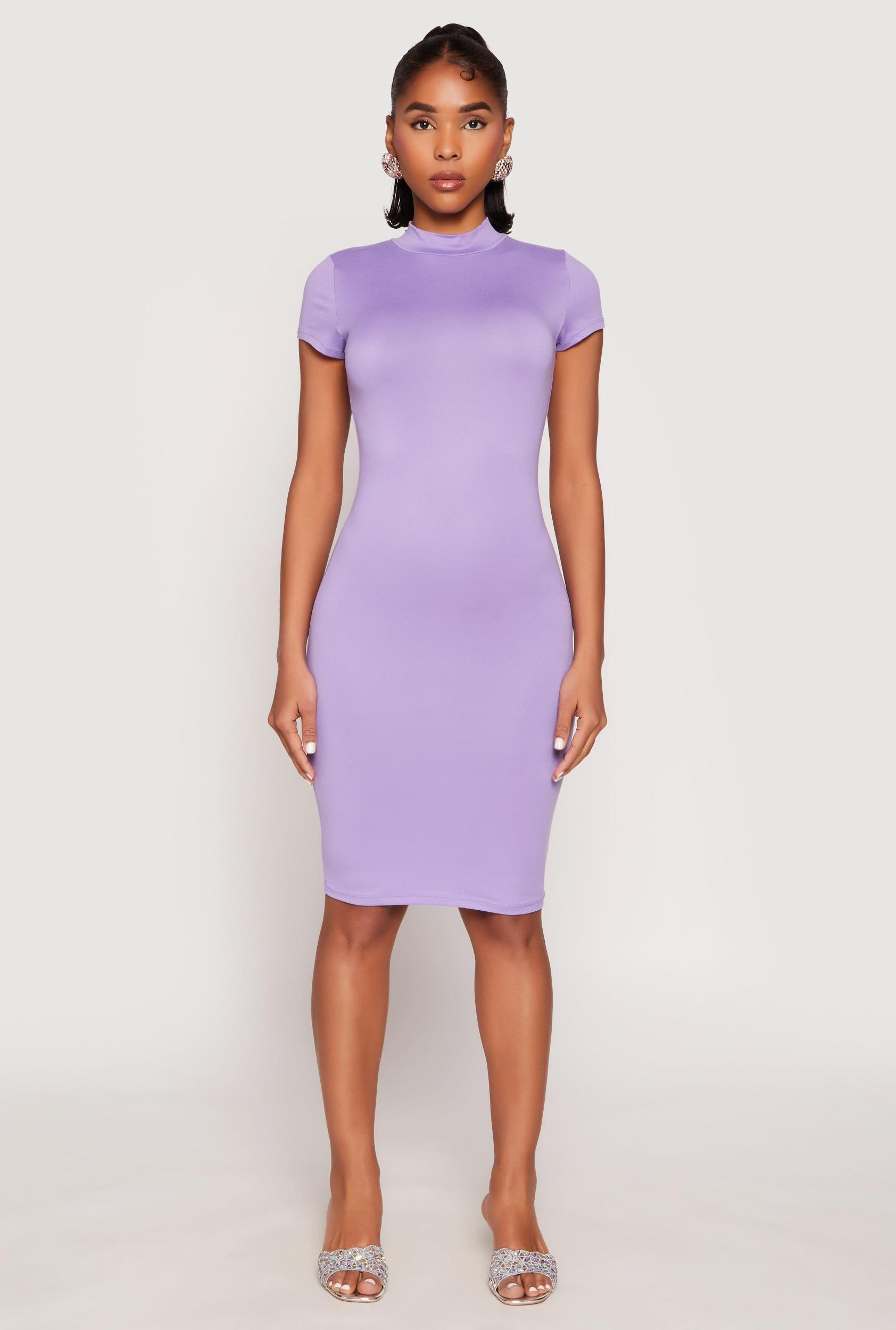 Womens Soft Knit Mock Neck Dress Product Image