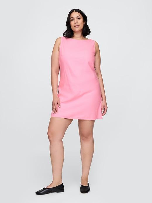Linen-Blend Mini Shift Dress Product Image