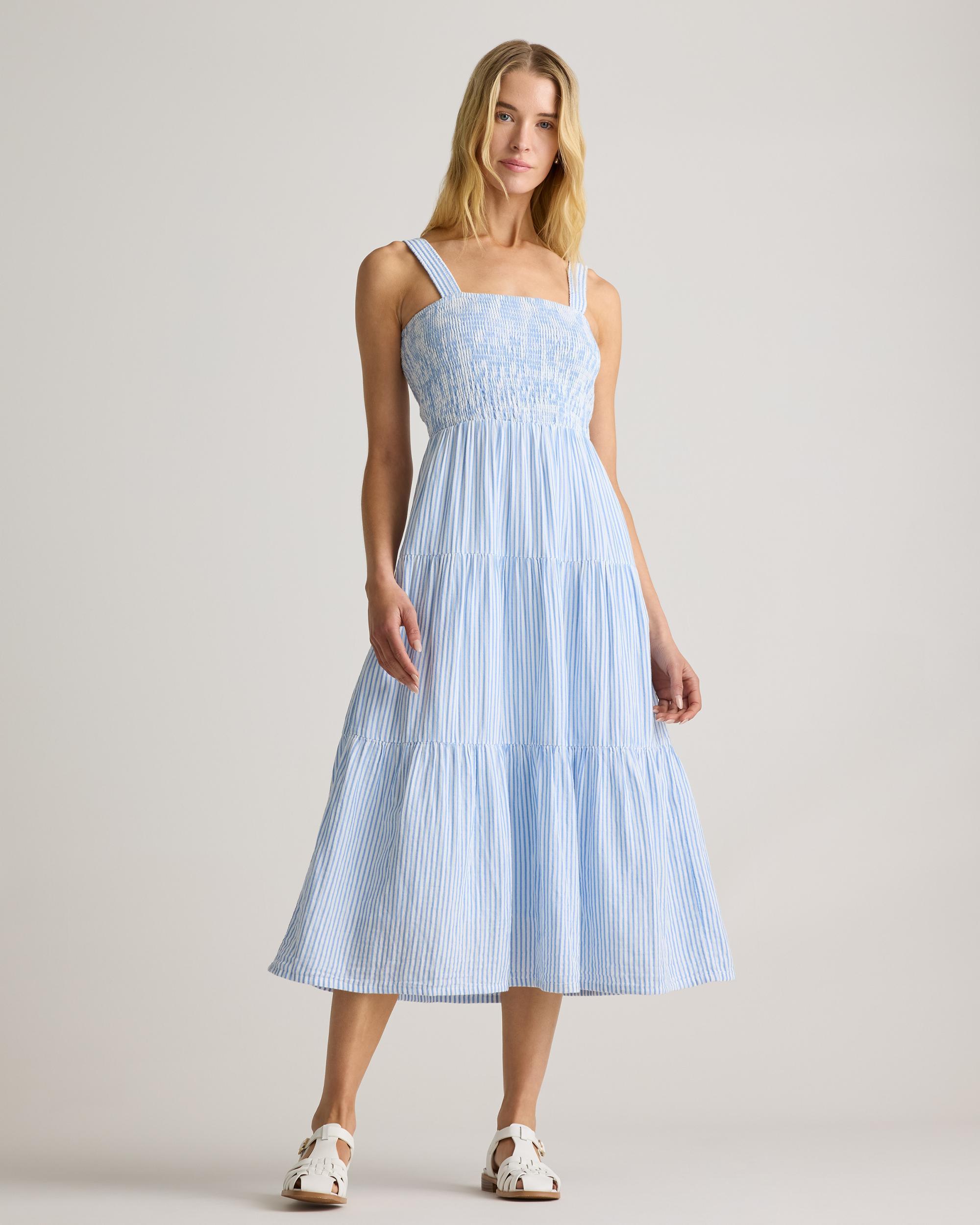 Quince | Women's Gauze Smocked Sleeveless Maxi Dress Organic Cotton Product Image