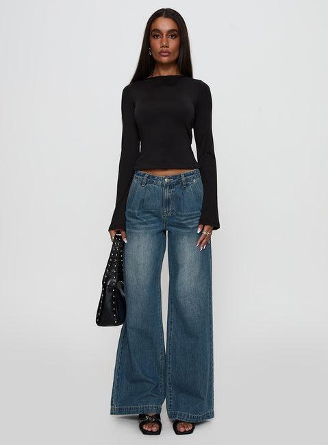 Laguardia Wide Leg Jeans Dark Blue Wash Product Image
